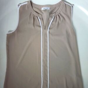 Calvin Klein Tan Sleeveless Blouse